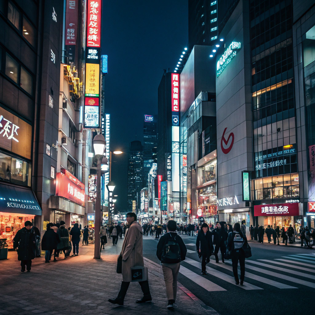 A split view of a bustling Tokyo crossing and a quiet American park