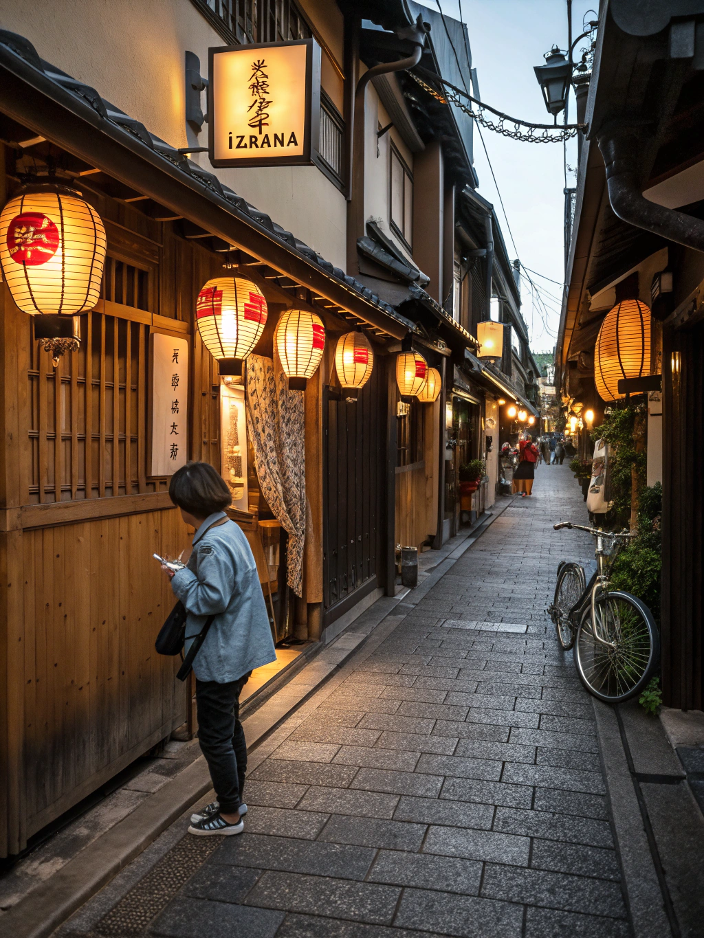 A candid street scene in Tokyo capturing a small, joyful moment of daily life