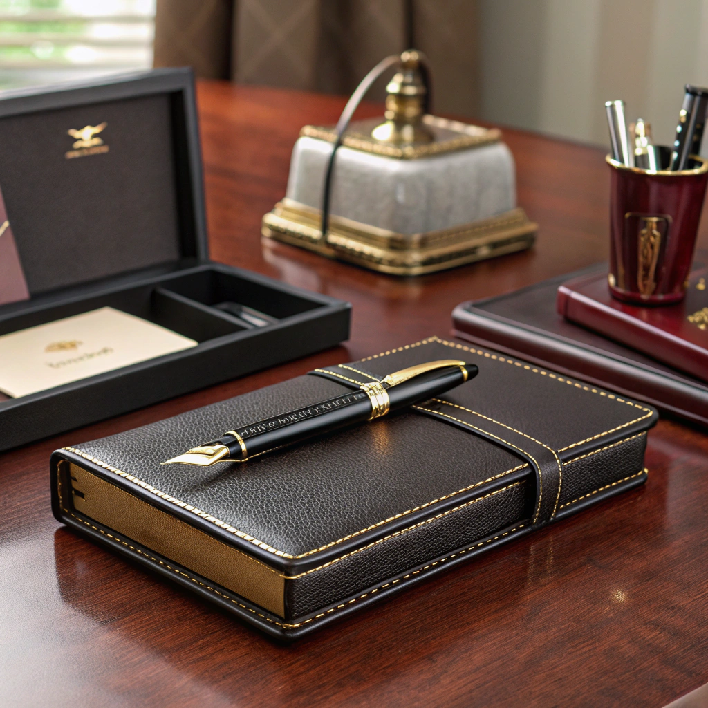 Hand-picked Japanese paper goods and pens on a desk