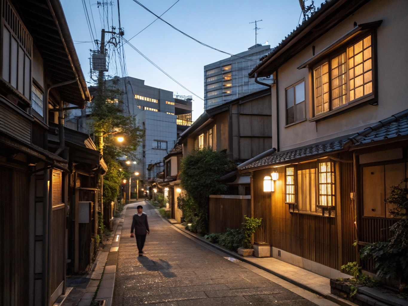 A quiet street corner in Tokyo captured with warm light, reflecting the PIKOPIRI editorial aesthetic