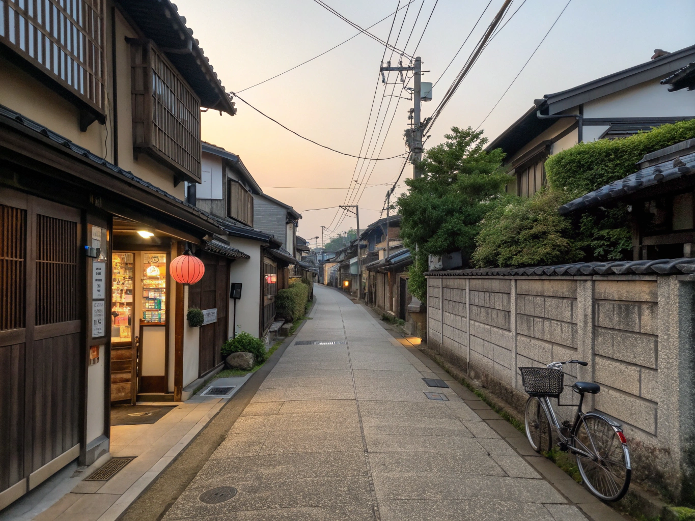 Soft morning light hitting a quiet Tokyo street corner